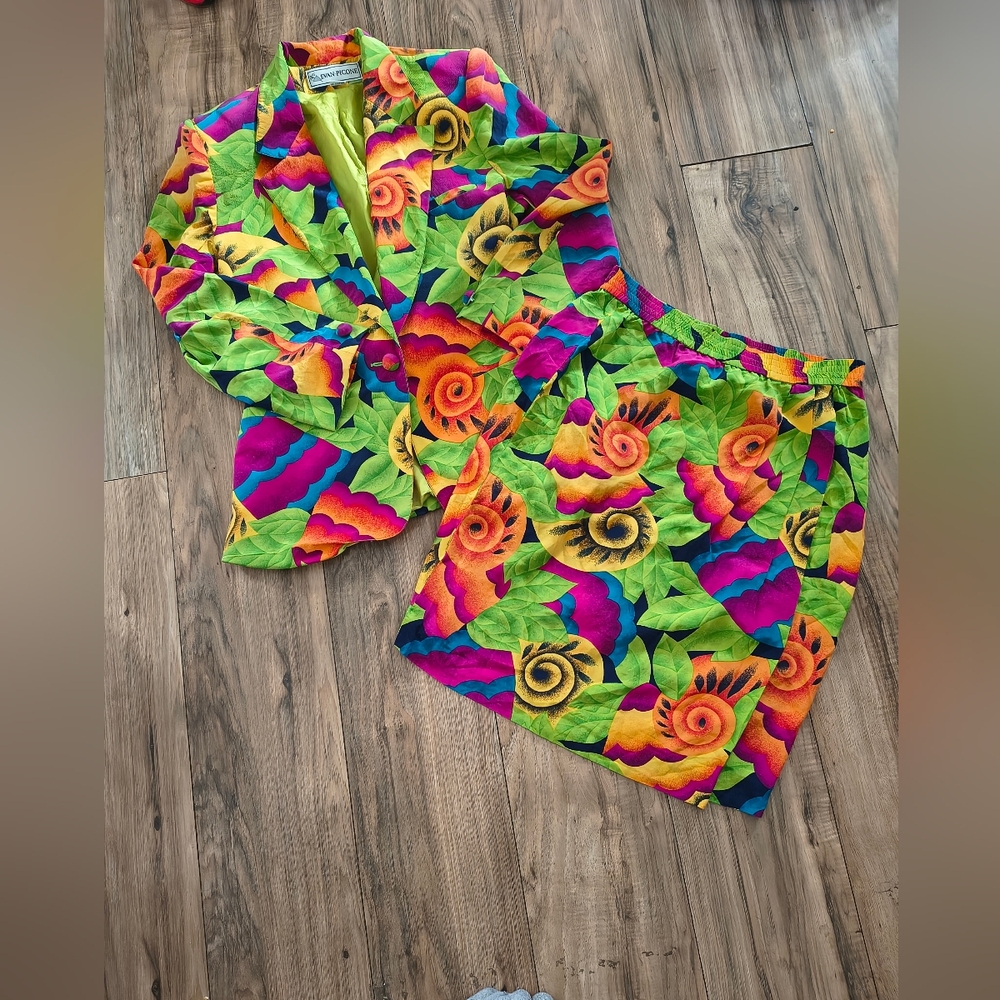 Evan Picone Colorful Silk Blazer